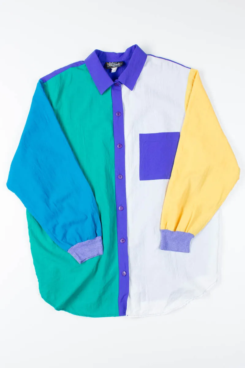 90s Colorblock Button-Up