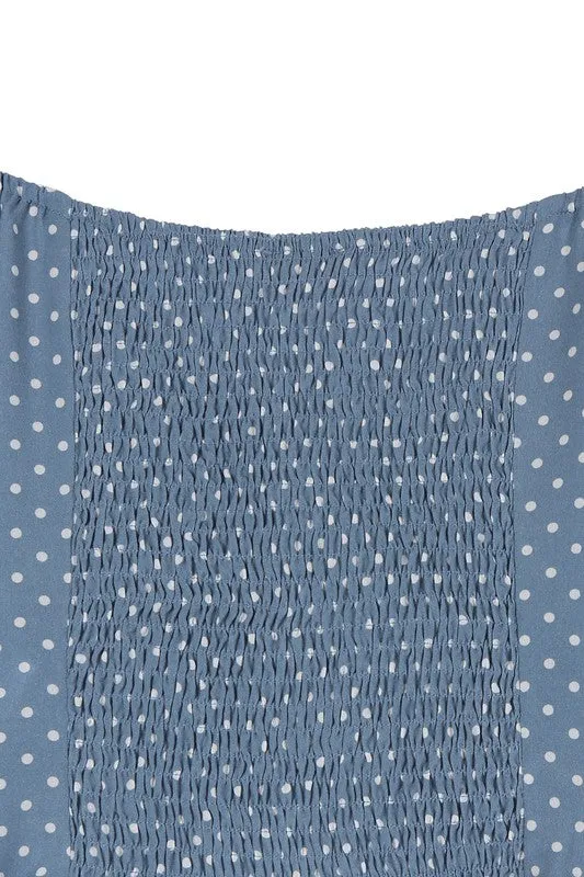 Beautiful Stylish Polka Dot Puff Sleeve Fashion Crop Top