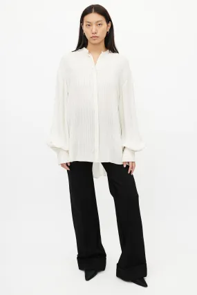 Beige & Black Silk Stripes Shirt