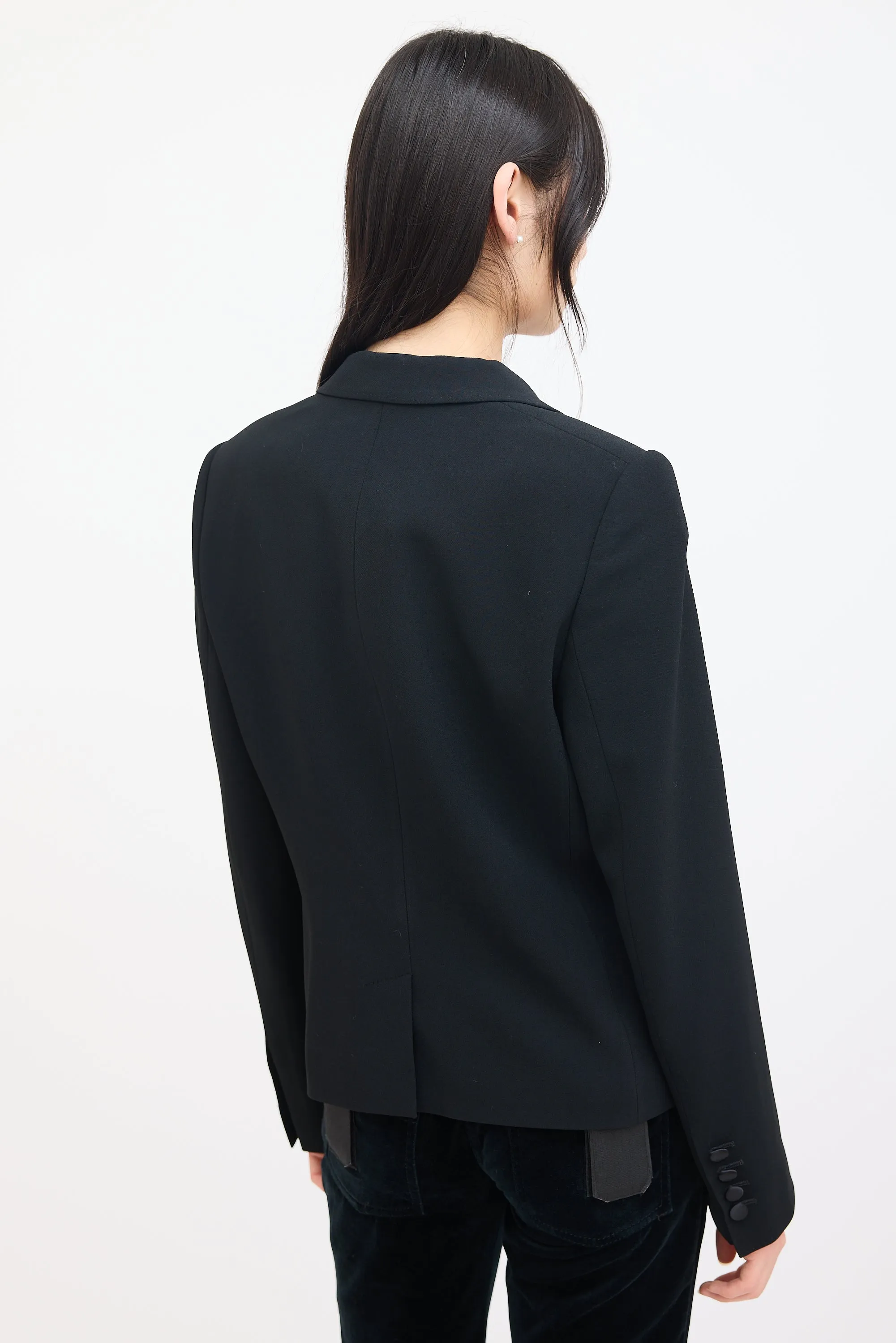 Black Silk & Lace Lapel Blazer