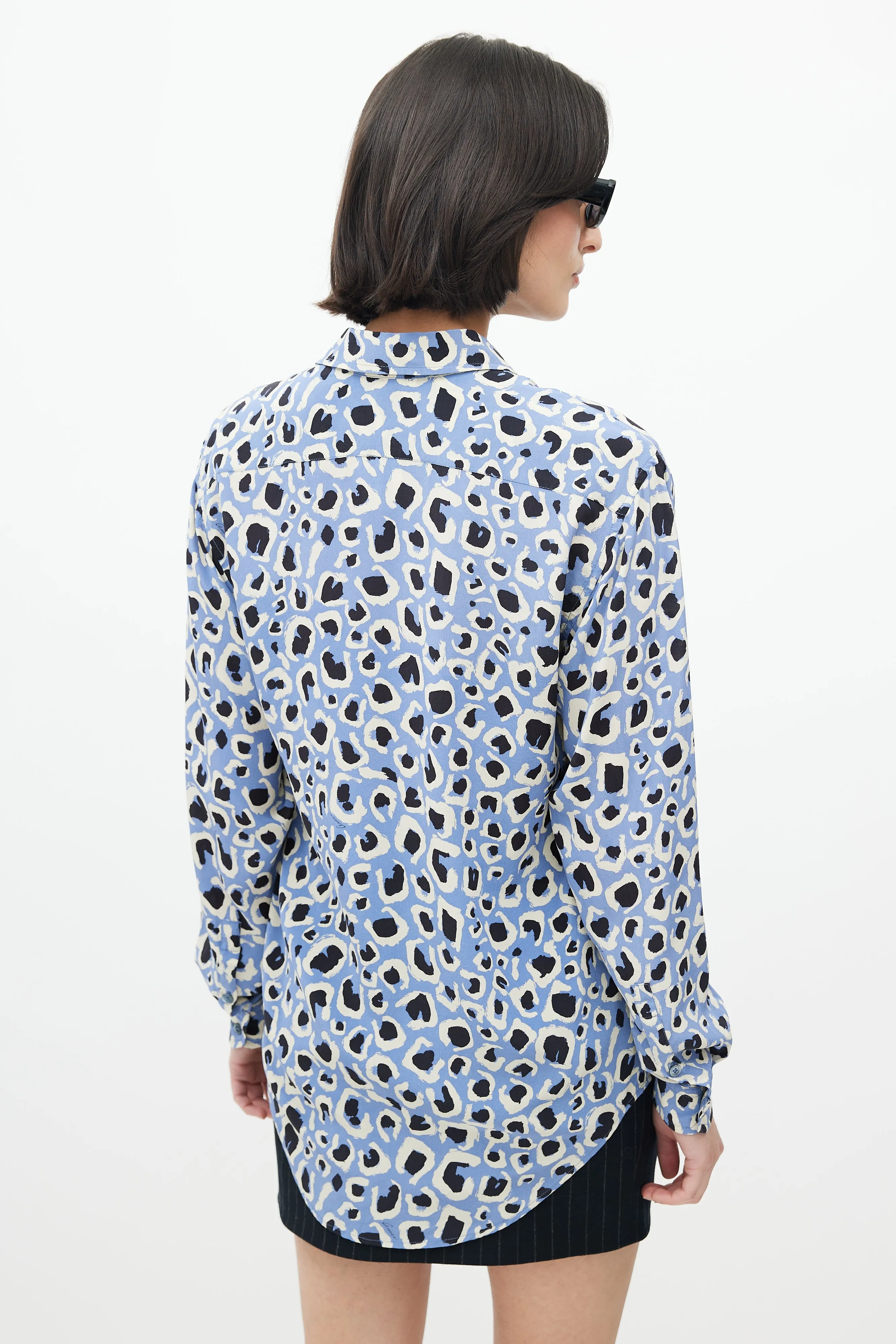 Blue & Multicolour Silk Printed Blouse