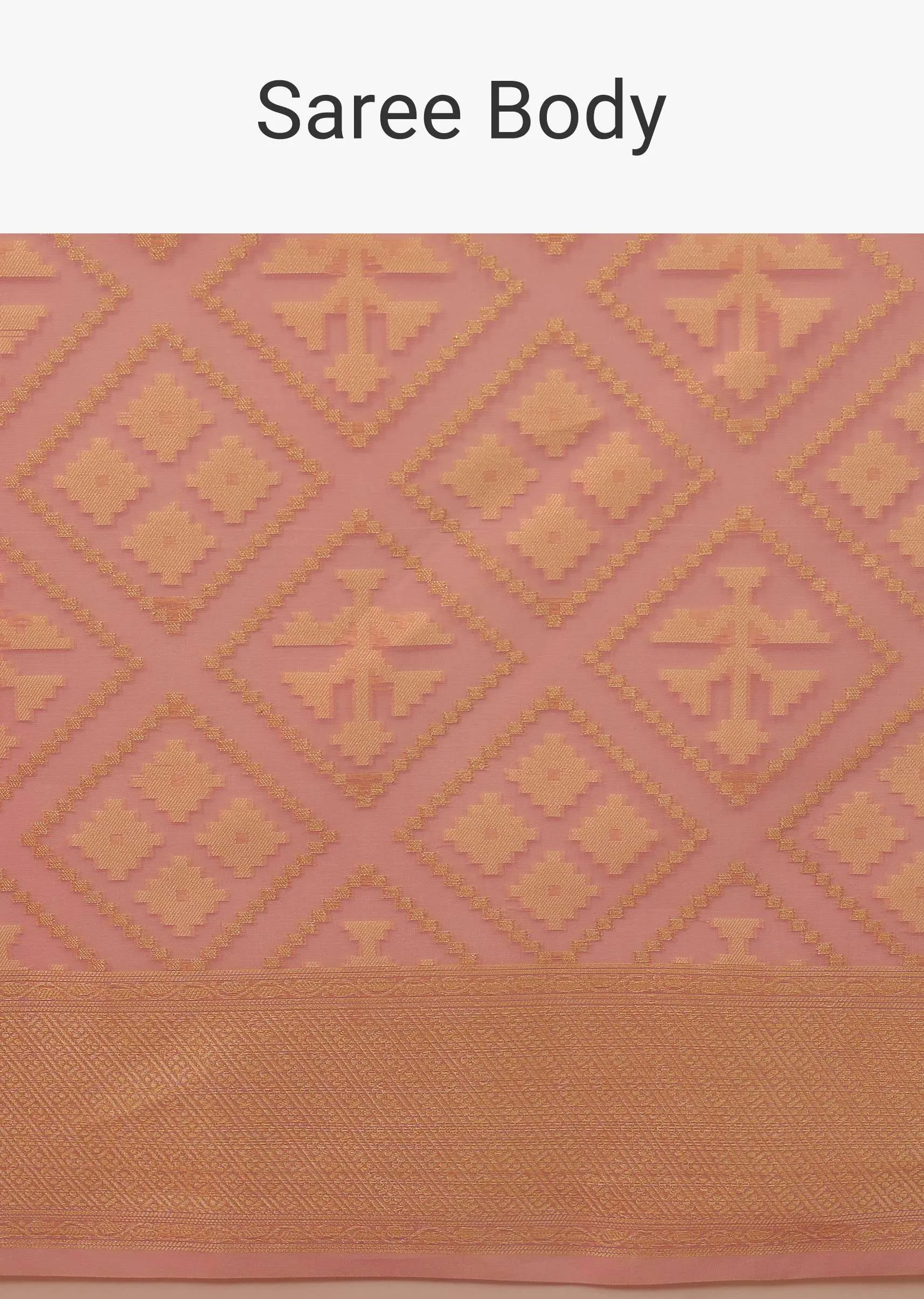 Blush Pink Saree In Banarasi Chanderi And Pure Handloom Cotton With Brocade Embroidery