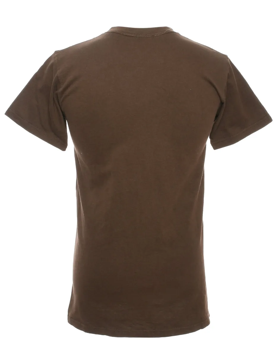 Brown Plain T-shirt - S