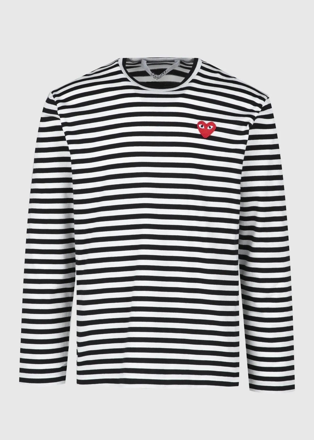 COMME DES GARÇONS PLAY: PLAY STRIPED LS TEE [BLACK]