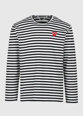 COMME DES GARÇONS PLAY: PLAY STRIPED LS TEE [BLACK]