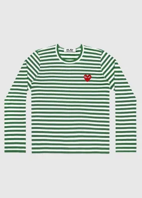 COMME DES GARÇONS PLAY: PLAY STRIPED LS TEE [GREEN]