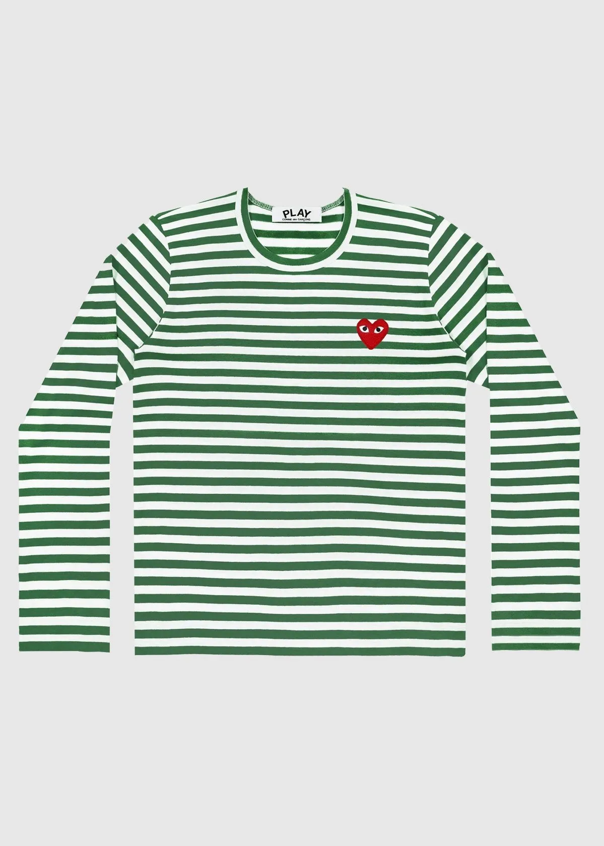 COMME DES GARÇONS PLAY: PLAY STRIPED LS TEE [GREEN]