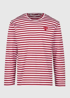 COMME DES GARÇONS PLAY: STRIPED LS TEE [RED]