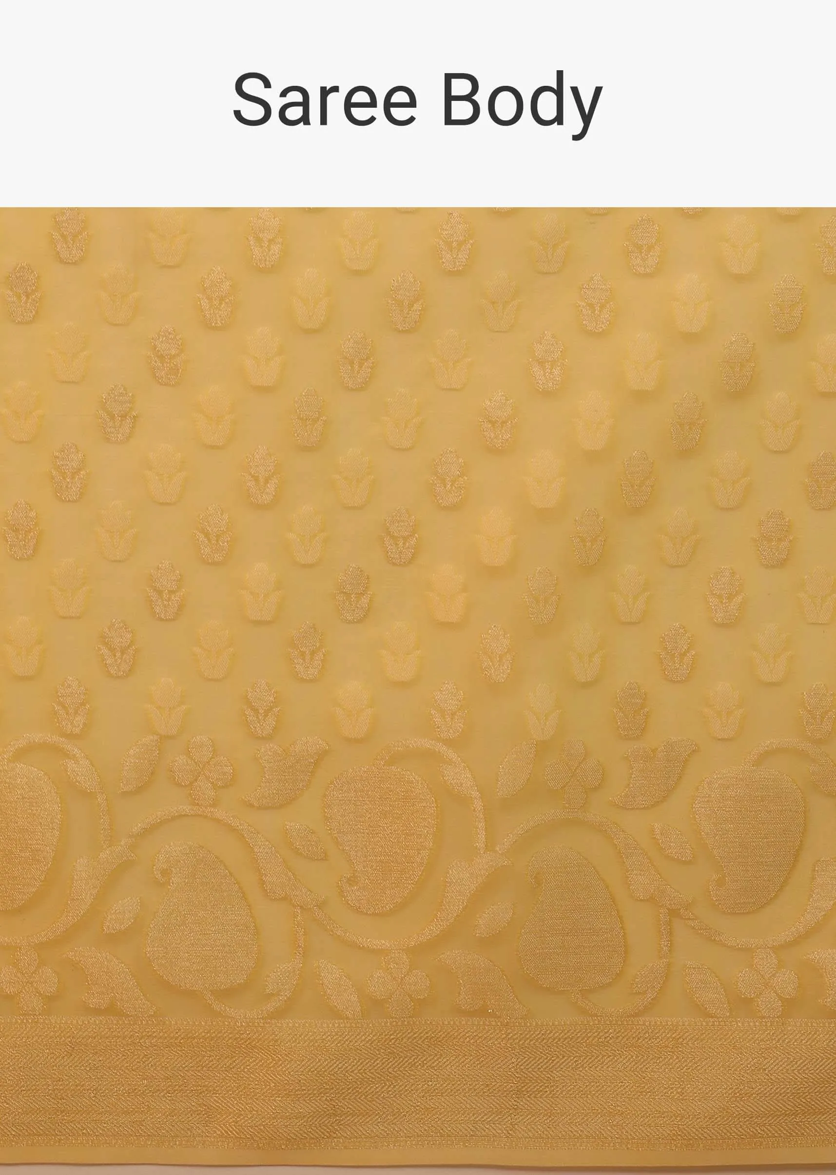 Cyber Yellow Saree In Pure Handloom Cotton Woven In Banarasi Chanderi