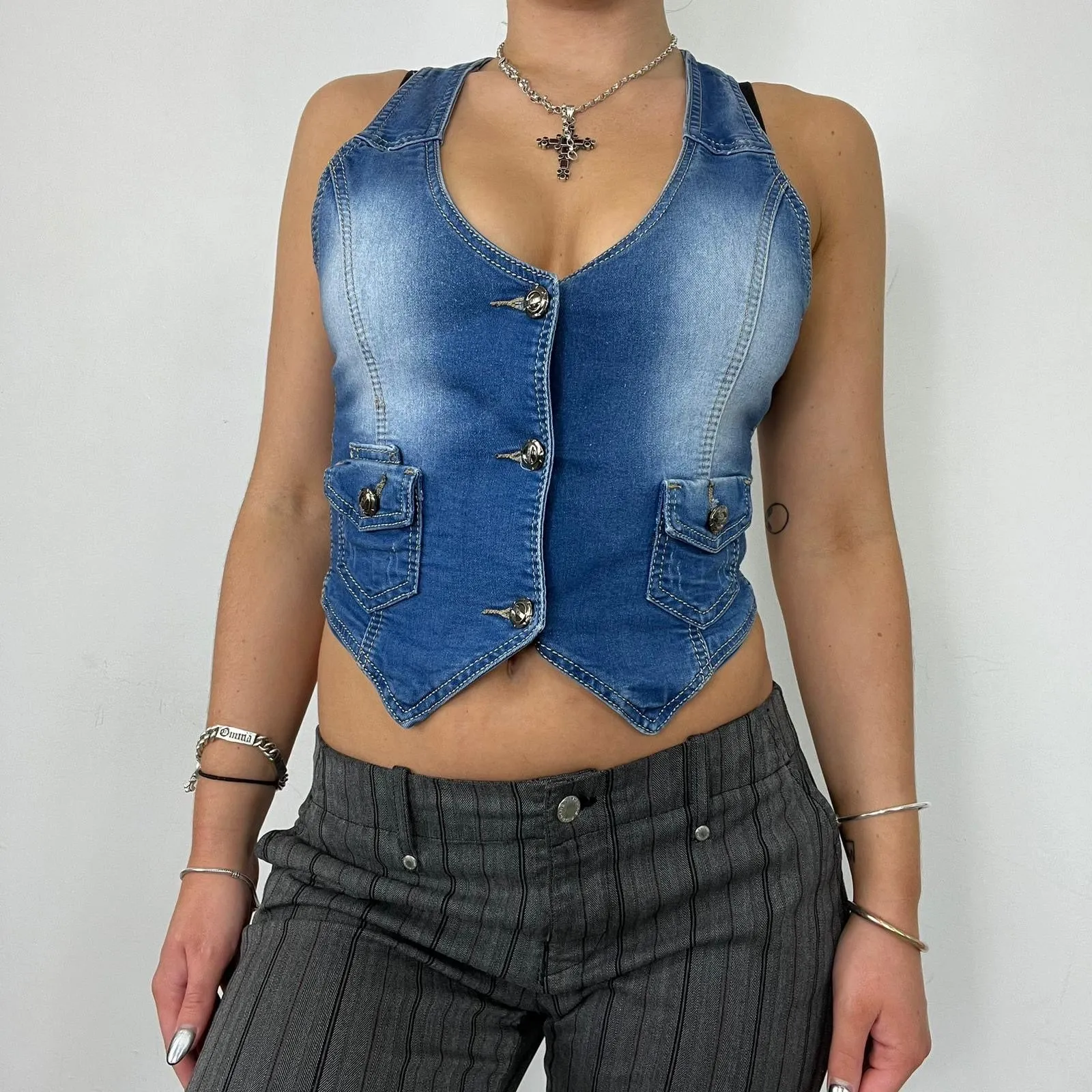 Denim Button Up Waistcoat (S)