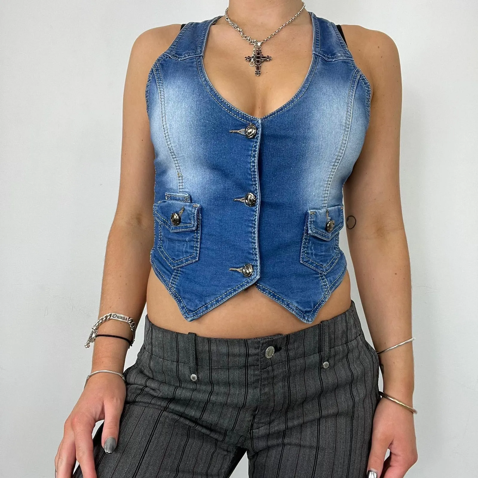 Denim Button Up Waistcoat (S)