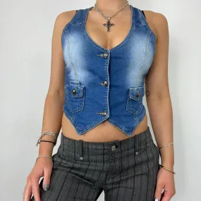 Denim Button Up Waistcoat (S)