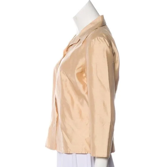 DOLCE & GABBANA Champagne Long Sleeve Button-Up Blouse