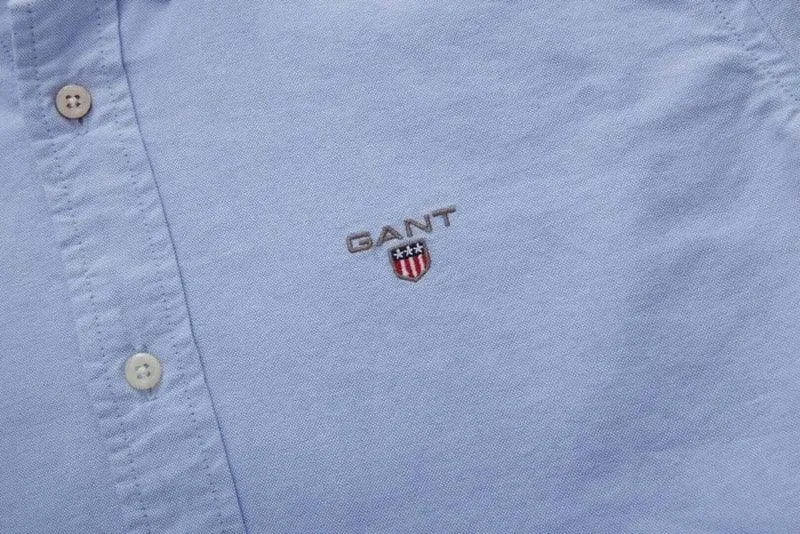 Gant Plain Men's Casual Shirt Sky Blue