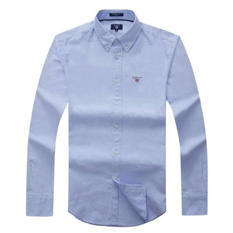 Gant Plain Men's Casual Shirt Sky Blue