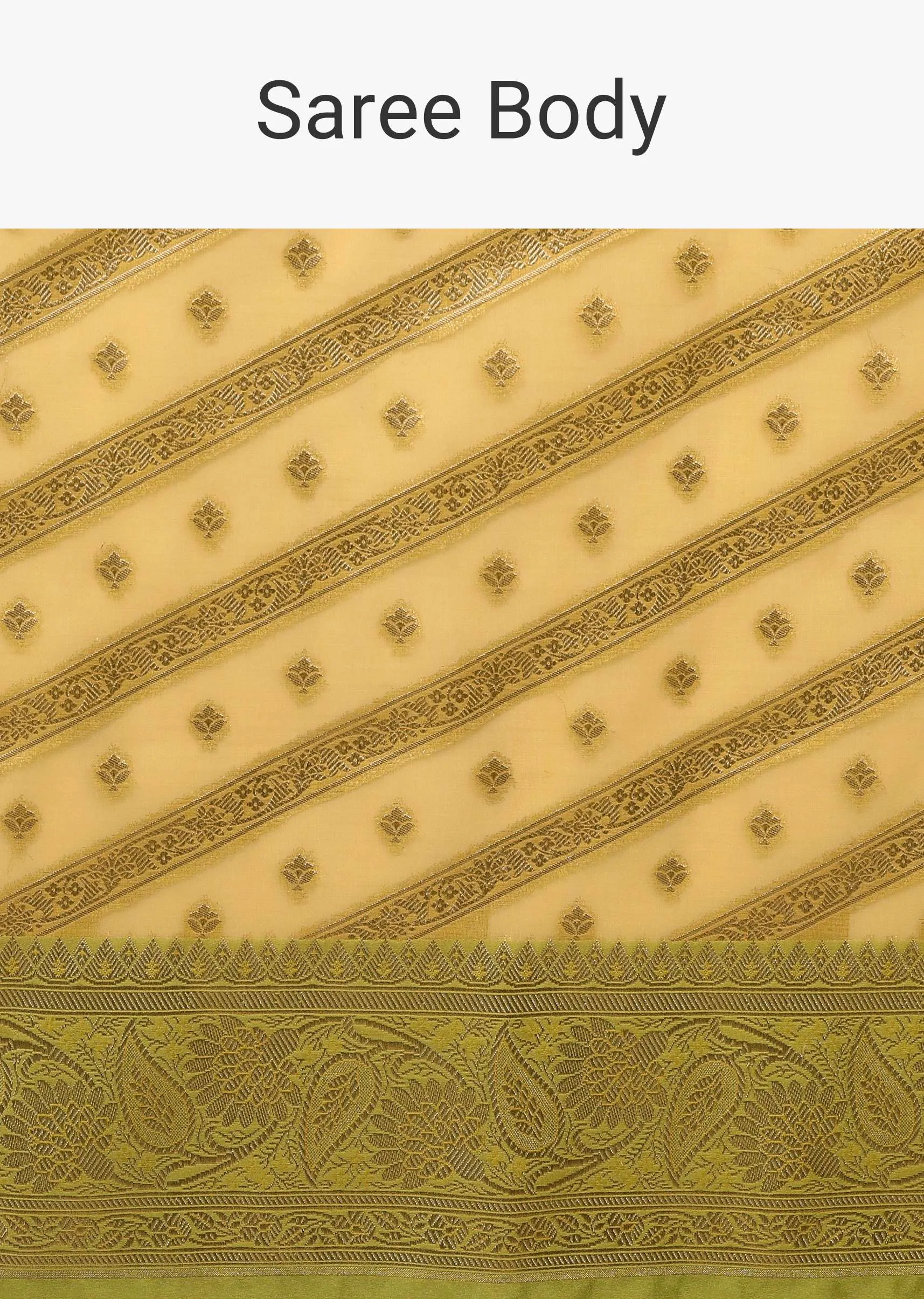 Gold Toned Saree In Chanderi Tissue Handloom With Banarasi Chanderi Weaving