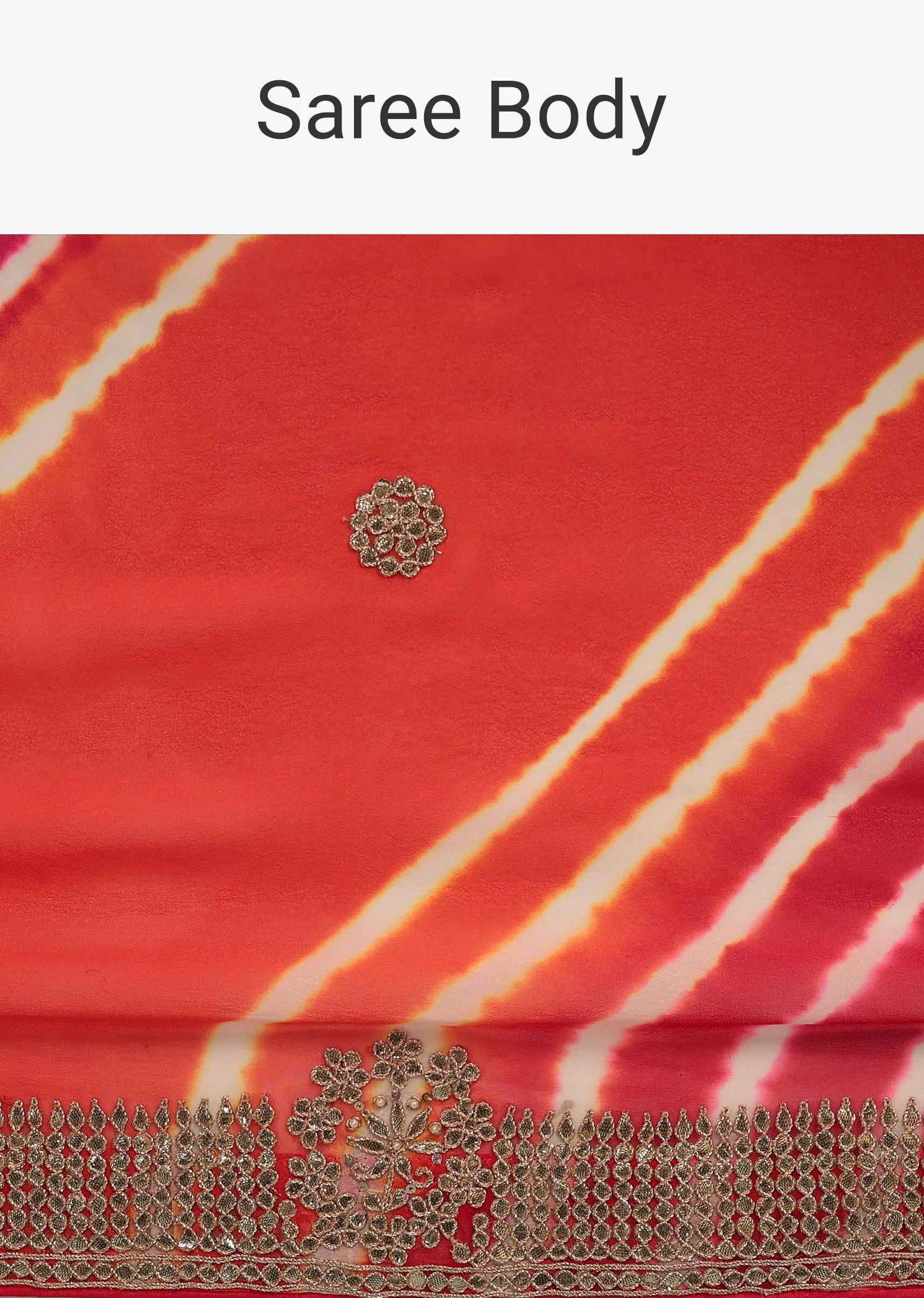 Gradient Red & Pink Leheriya Saree In Georgette With Jaipuri Gotta Work Border And Tassel Pallu
