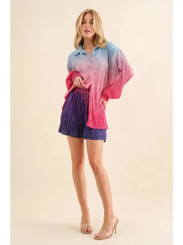 Now's The Time Ombre Shirt With Matching Shorts