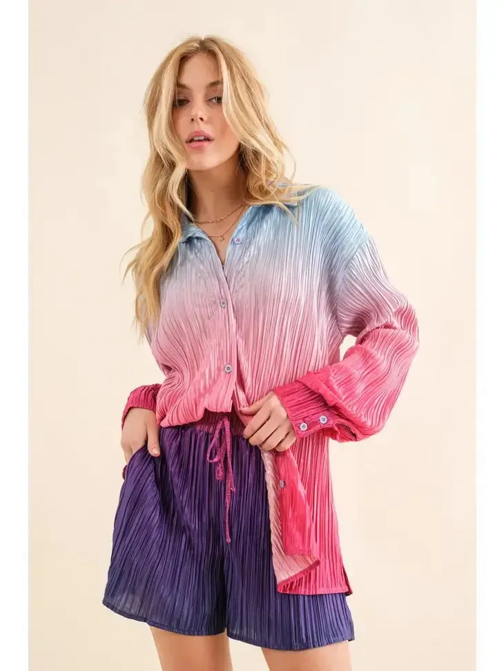 Now's The Time Ombre Shirt With Matching Shorts