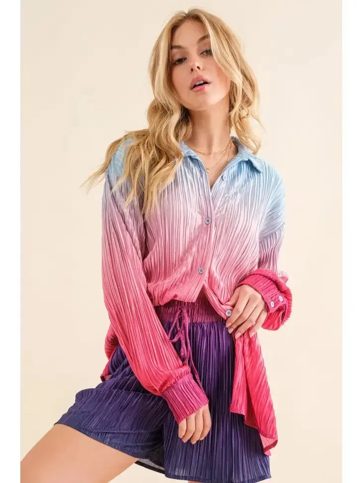 Now's The Time Ombre Shirt With Matching Shorts