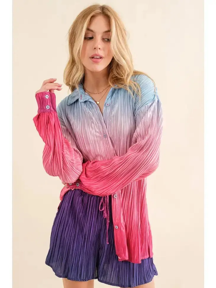 Now's The Time Ombre Shirt With Matching Shorts