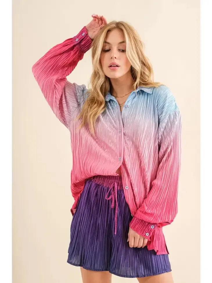 Now's The Time Ombre Shirt With Matching Shorts
