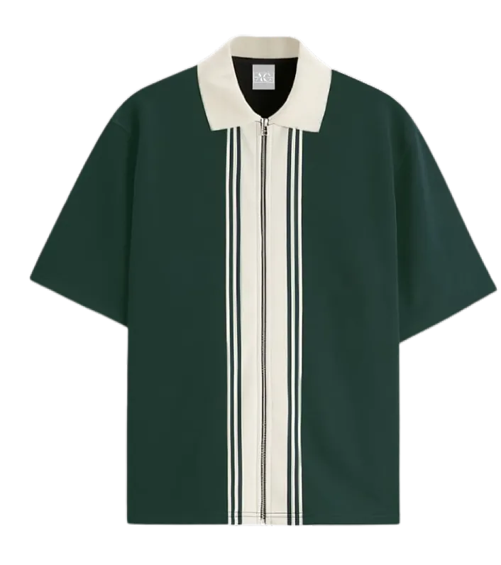 Pack Of 2 Zipper Striped Polo Shirt