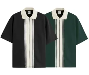 Pack Of 2 Zipper Striped Polo Shirt