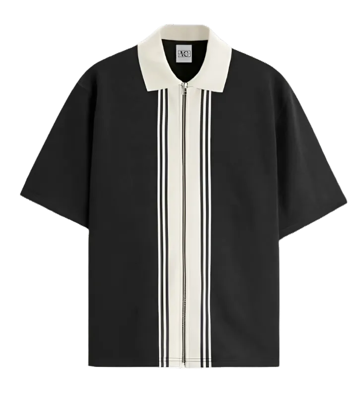 Pack Of 2 Zipper Striped Polo Shirt
