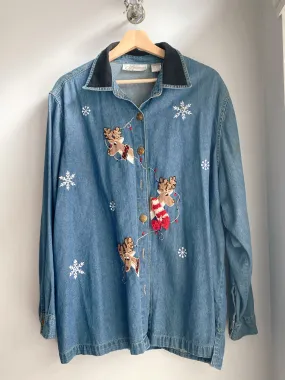 Reindeer Denim Button Up