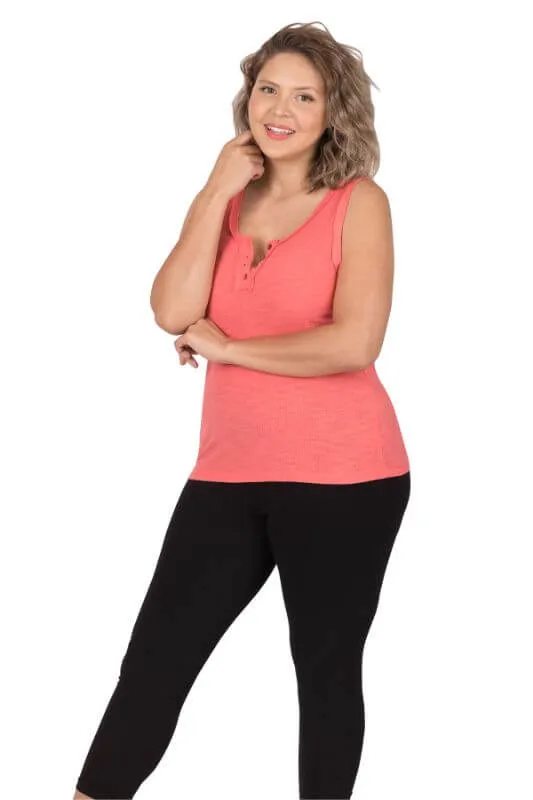 Ribbed Button-Front Layering Tank Top