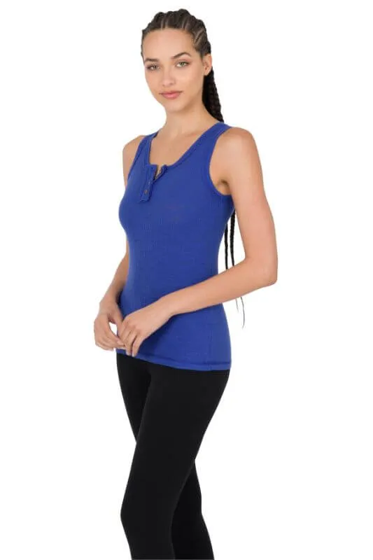 Ribbed Button-Front Layering Tank Top