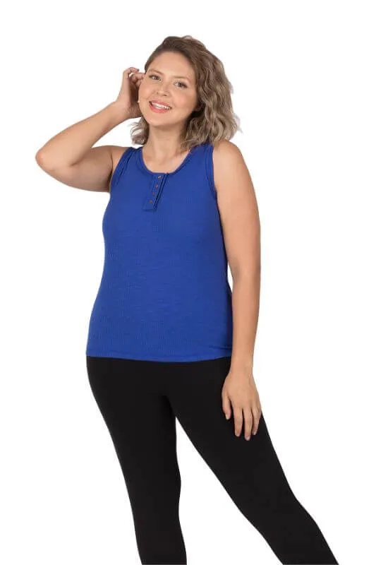 Ribbed Button-Front Layering Tank Top
