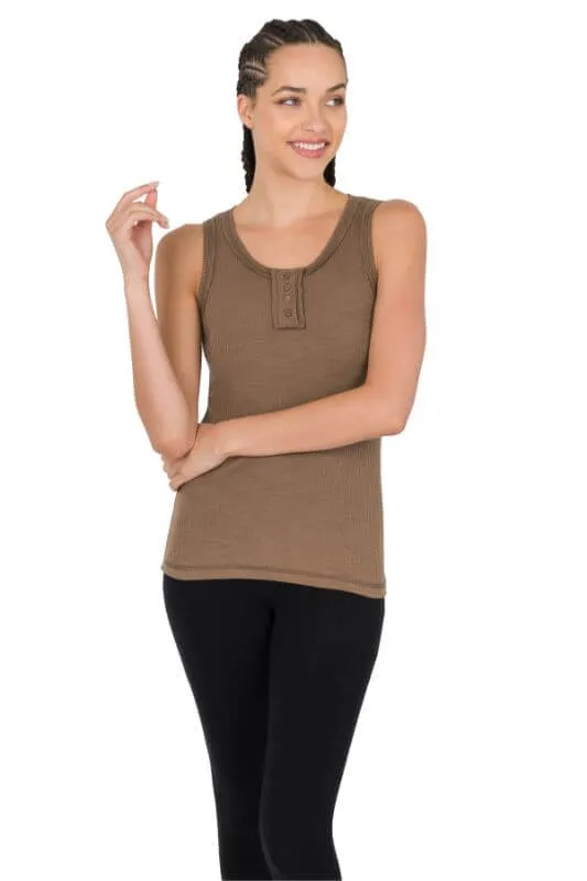 Ribbed Button-Front Layering Tank Top