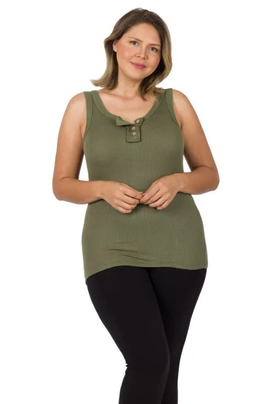Ribbed Button-Front Layering Tank Top