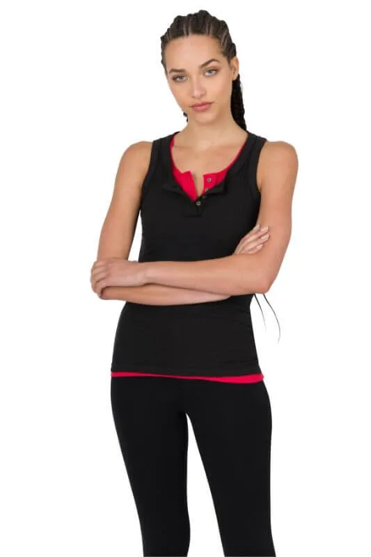 Ribbed Button-Front Layering Tank Top