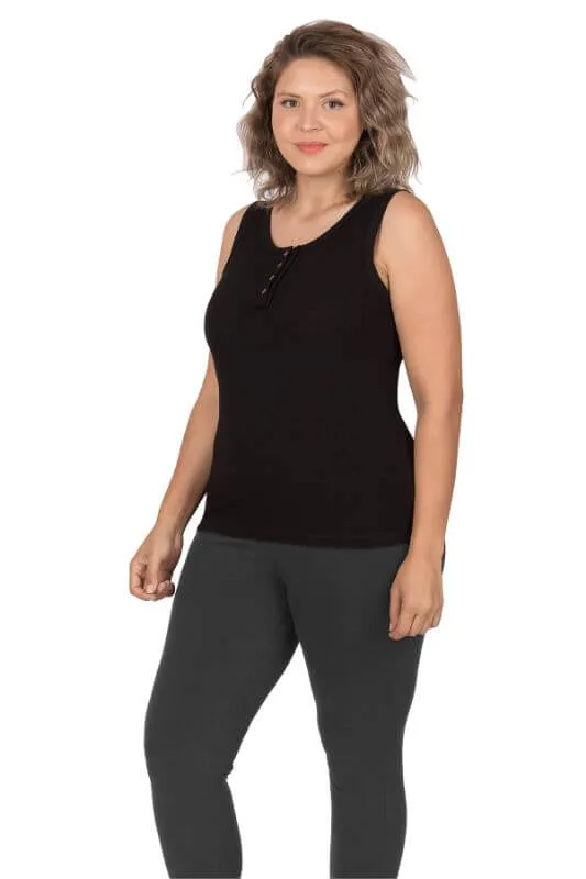 Ribbed Button-Front Layering Tank Top