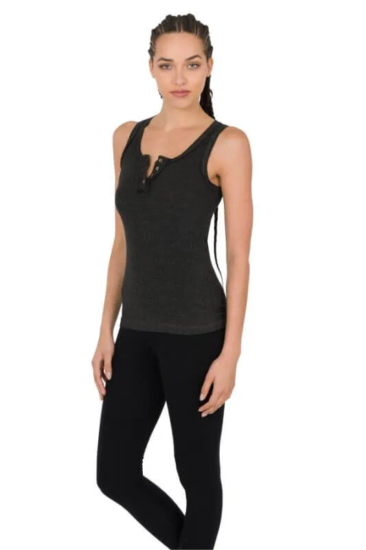 Ribbed Button-Front Layering Tank Top
