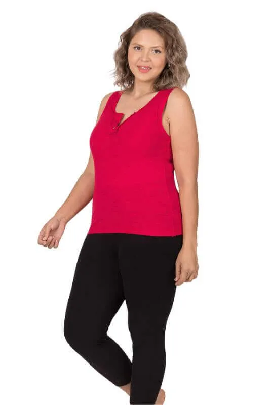 Ribbed Button-Front Layering Tank Top