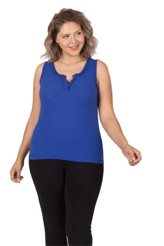 Ribbed Button-Front Layering Tank Top