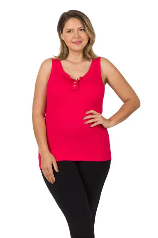 Ribbed Button-Front Layering Tank Top