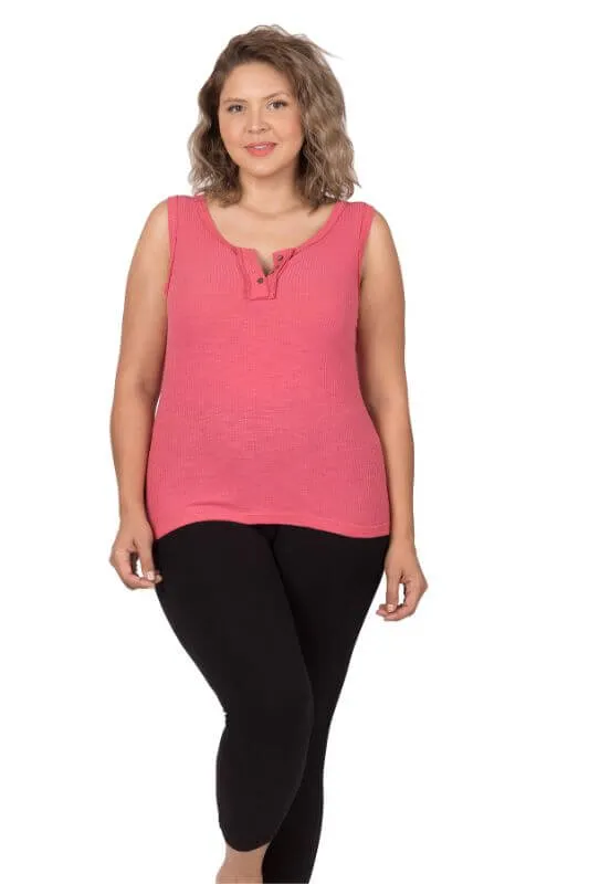 Ribbed Button-Front Layering Tank Top