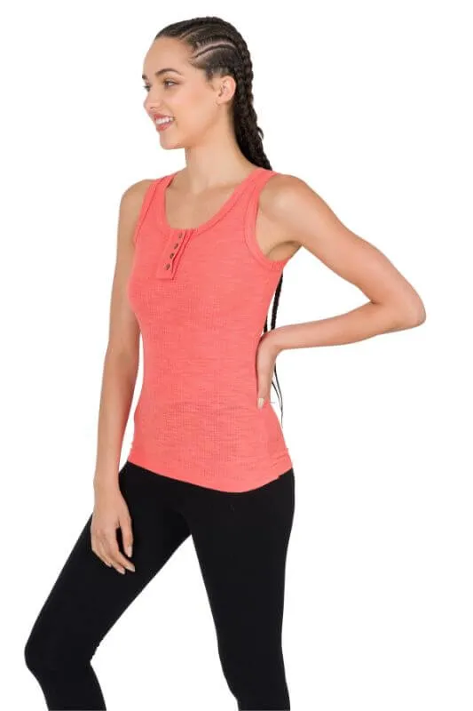 Ribbed Button-Front Layering Tank Top