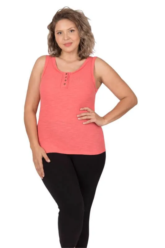 Ribbed Button-Front Layering Tank Top