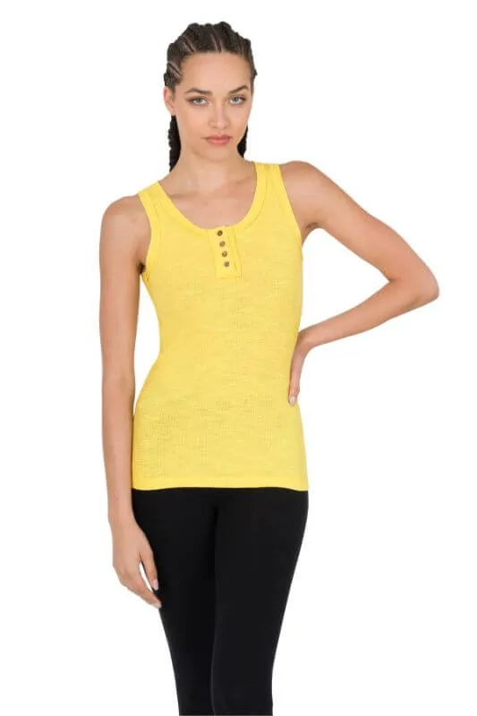 Ribbed Button-Front Layering Tank Top