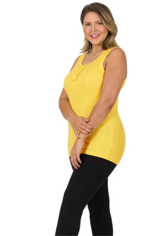 Ribbed Button-Front Layering Tank Top