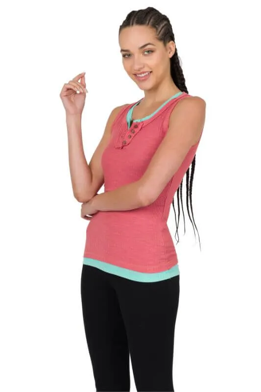 Ribbed Button-Front Layering Tank Top