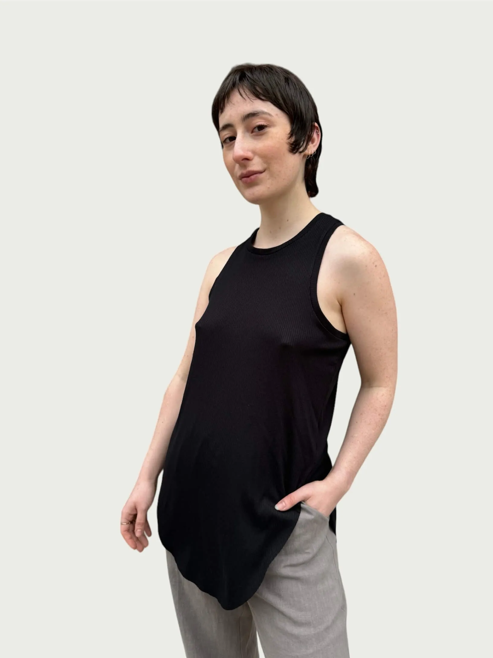 Ribbed Racerback Tank in Black