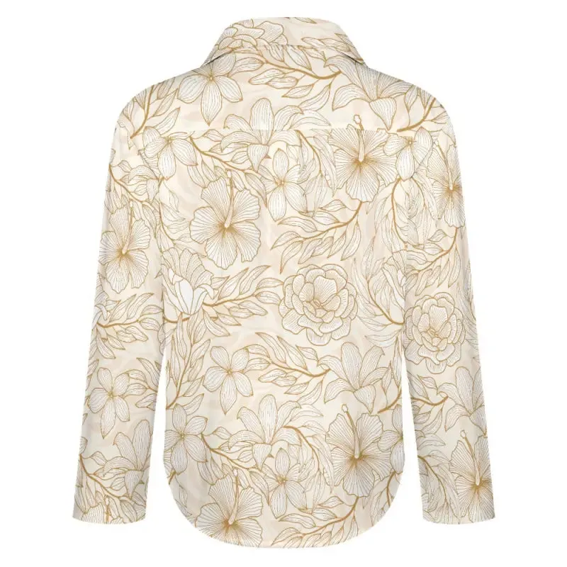 Shake Your Groove Thing in This Women’s Gold Floral Print Blouse