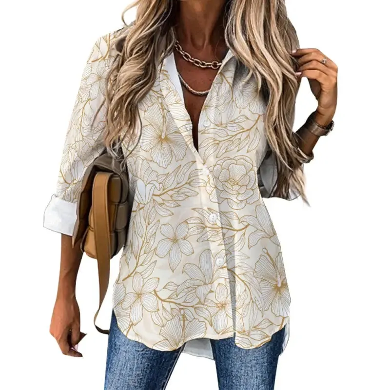 Shake Your Groove Thing in This Women’s Gold Floral Print Blouse